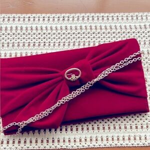 Red Bow Bag Gold Pin Symbolizing Unity Gold Link Chain Vintage